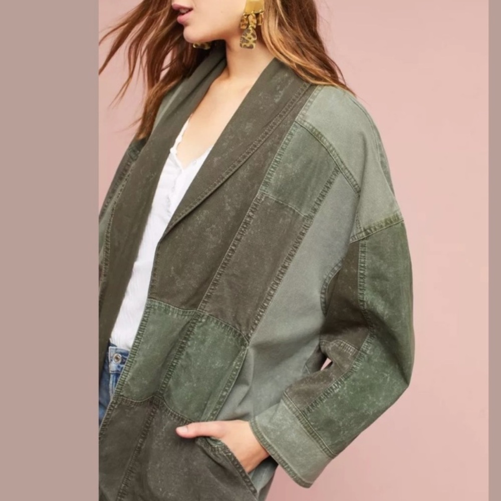 Anthropologie Hei Hei Patchwork Kimono Jacket Green M\L - Picture 5 of 10